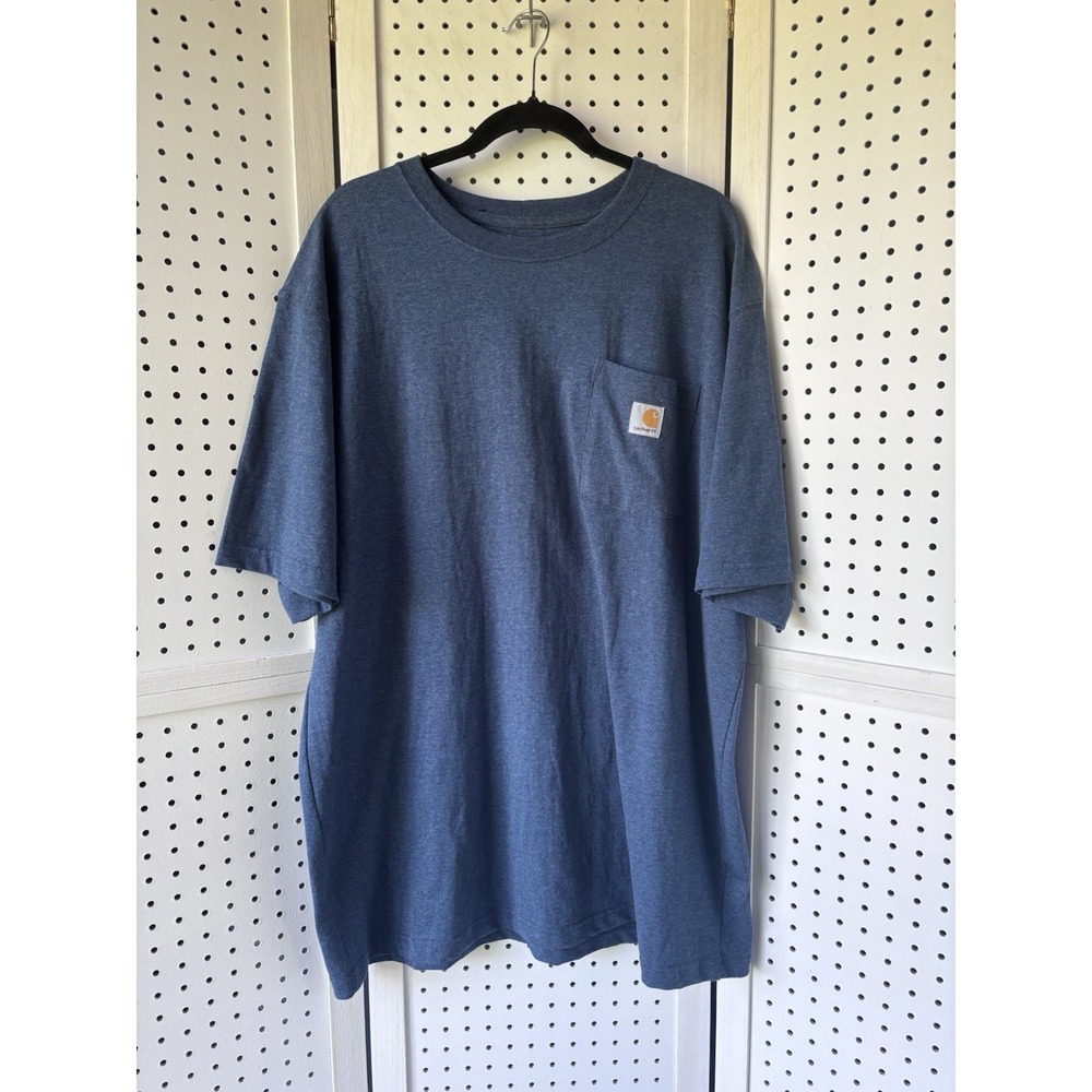 Carhartt Shirt Men's XL Blue K87 Pocket Original Fit Tagless Tee Cotton Poly